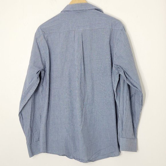 Haggar Clothing Mens Blue Patterned Regular Fit Long Sleeve Button Up Shirts - Picture 6 of 11